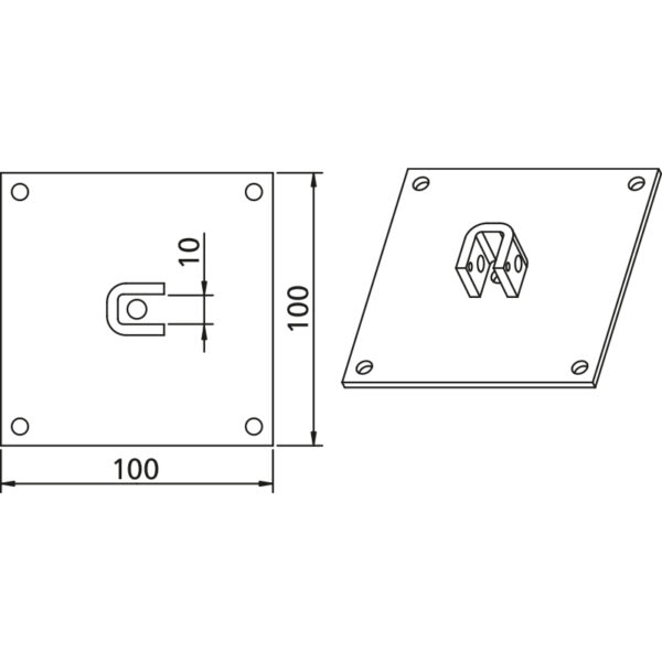SUPPORT A PLAQUE CARRE 10  10 mm